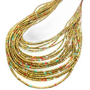 Multi strand gold bead necklace, 23 inches, NWT
